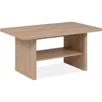 CALICOSY - Couchtisch mit 1 Fach, abgerundeten Kanten, in Holzoptik, L90 cm - SOREN