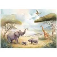 WALLARENA FOTOTAPETE Kinderzimmer Dschungel Safari Tiere 300x210