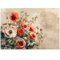 WALLARENA FOTOTAPETE Blumen Vintage Betonwand Schlafzimmer 250x175