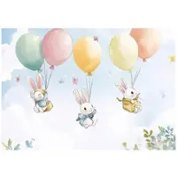 WALLARENA FOTOTAPETE Kinderzimmer Mädchen Kaninchen Wolken 300x210