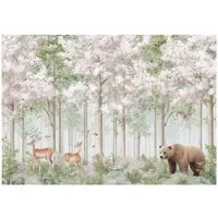 WALLARENA FOTOTAPETE Kinderzimmer Wald Tiere Hirsche 250x175