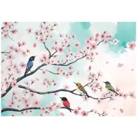WALLARENA FOTOTAPETE Vögel Blumen Wohnzimmer Vlies Tapete 300x210