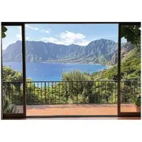 WALLARENA FOTOTAPETE 3D Effekt Fenster Meer Tapete Wohnzimmer 300x210