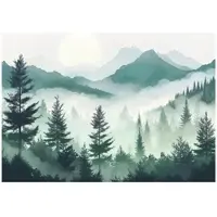 WALLARENA FOTOTAPETE Wald Berge Natur Vlies Tapete Wohnzimmer 150x105