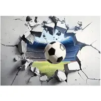 WALLARENA FOTOTAPETE Kinderzimmer Junge 3D Effekt Fußball 150x105