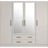 Masseno Drehtürenschrank VANO 200/190/56cm 4-türig mit Spiegel Kaschmir