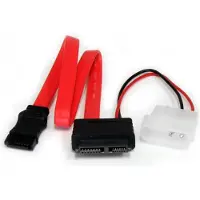 StarTech.com .com 30 cm Slimline SATA auf SATA mit LP4-Stromkabel / Adapter, 0,304 m, SATA III, SATA 13-pin, SATA 7-pin + Molex (4-pin), Weiblich/Weiblich, Rot