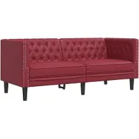 vidaXL 2-tlg. Chesterfield-Sofa-Set Weinrot Kunstleder
