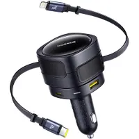 Baseus Ładowarka Samochodowa Enjoyment Max 90W 2X Usb-C + Kabel Usb-C I Lightning - Czarna