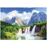 WALLARENA FOTOTAPETE 3D Effekt Wasserfall Berge Natur Tapete Wohnzimmer 400x280