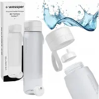 Wessper Wasserflasche 1000ml, Silikonhülse Wasserfilterkappe BPA frei, weiß