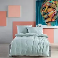 Fleuresse Halbleinen Bettwäsche Provence 135x200 cm + 80x80 cm | mint - grün