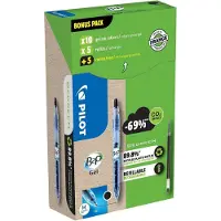 Pilot Gelschreiber Bottle 2 Pen BeGreen, schwarz, Strichbreite 0,4 mm, dokumentenecht, nachfüllbar, 89 % Recyclingmaterial, 10 Stück + 10 Minen schwarz