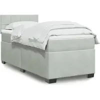 vidaXL Boxspringbett mit Matratze Hellgrau 90x200 cm Samt