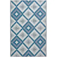 Homescapes Outdoor Teppich wetterfest blau-weiß 120x180 cm, Gartenteppich Mia geometrisch gemustert, Balkonteppich wendbar