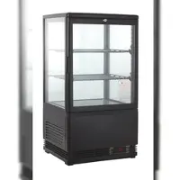 GastroHero Kühlvitrine ECO – 58 Liter, schwarz, mit LED-Beleuchtung und 2 höhenverstellbaren Rosten, energiesparend, ideal für Gastronomie & Verkauf