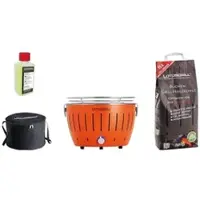 LotusGrill - Sonderpaket BBQ Classic Orange (cm 35) mit 2,5 Kg Holzkohle und Brenngel