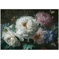 WALLARENA FOTOTAPETE Blumen Vintage Schwarz Schlafzimmer 300x210