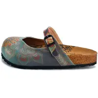 Calceo Damen Clogs CAL2204 mit Ethno-Muster 42