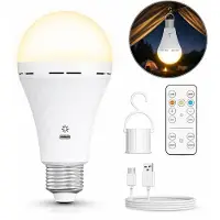 Traumheim E26 LED Glühbirne USB Rechargeable 2600mAh Lampe mit Fernbedienung,Timing,E26-Sockel&Wiederaufladbare mit Haken für Tischlampe,Pendellampe,Campinglamp