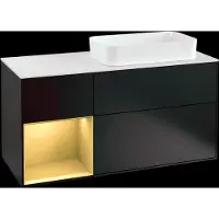 Villeroy & Boch V&B Waschtischunterschrank Wandbeleuchtung Finion 120cm, Pl wh. m, Reg li gol m, bla m Lac