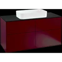 Villeroy & Boch Finion Waschtischunterschrank, 4 Auszüge, mit integrierter Beleuchtung, Waschbecken mittig, mit Hahnloch, 1200x603x501mm, Glass Black Matt, G26200HB