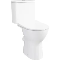 Vitra New S20 Round Tiefspüler-Stand-WC-Paket + 6 cm mit WC-Sitz Super Slim spülrandlos Smooth Flush open back Abgang waagerecht 36 x 62 cm Weiß Hochglanz
