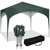 Woltu Pavillon Pop-Up wasserdichter Faltpavillon Sonnenschutz Event Gazebo Gartenpavillon, aus Oxford Metallrahmen 3x3m Grün