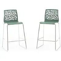 Idea New Garden Srl 2er-Set Barhocker aus Polypropylen mit Metallbeinen, modernes und elegantes Design – ideal für Bar, Restaurant oder Küche – Anna XL – Salbei