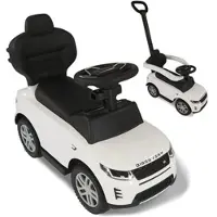 Lemodo Rutschauto Land Rover weiß mit Schiebestange, Kinderfahrzeug mit Soundlenkrad