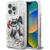 Karl Lagerfeld - Liquid Glitter Choupette Logo MagSafe (KLHCP16LLCHSCTDT) - iPhone 16 Pro - Clear