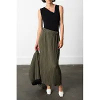 French Connection Niri Plisse Columned Midi Skir Khaki Green Größe: L | Maxiröcke Outlet | Damen | Braun