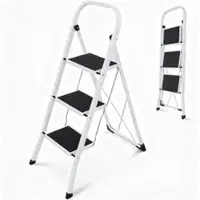 Sekey Trittleiter Klappleiter 3 Stufen – bis 150 kg, rutschfest, Lock-Klappsperre, Haushaltsleiter
