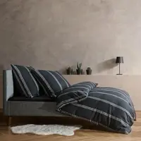 Fleuresse gewebte Edelflanell Bettwäsche Lech Nashville schwarz 200x200 cm + 2x 80x80 cm - schwarz