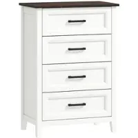 HOMCOM Kommode 4 Schubladen 4-stufiger Organizer Schlafzimmer Wohnzimmer Kleiderschrank Weiß Braun