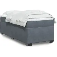vidaXL Boxspringbett mit Matratze Dunkelgrau 90x200 cm Samt