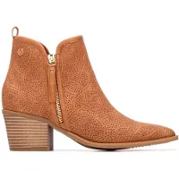 Xti für Damen. 14526603-CAMEL Stiefelette 145266 braun (40), 3 bis 5 cm, Reißverschluss, Lässig