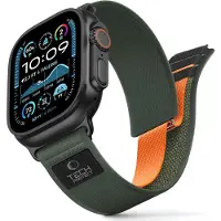 TechProtection NYLON ELITE APPLE WATCH 8 / 9 / 10 / 11 / SE / ULTRA (44 / 45 / 46 / 49 MM) GRÜN/ORANGE
