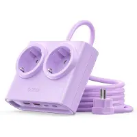 ORICO PDC25 25W 6-in-1 Steckdosenleiste (2x Netzanschluss + 2x USB-A + 2x USB-C) – Lila