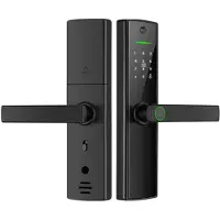 INF Tuya WiFi Smart Türschloss mit Guckloch, Fingerabdruck, Passwort und Schlüsselzugang für Holztüren im Innenbereich