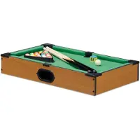 Merkloos Tischbillard - inklusive 2 Queues - 16 Kugeln - Dreieck und Kreide - 51 x 31 cm - Holzoptik - grün