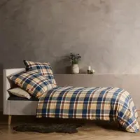 Fleuresse gewebte Edelflanell Bettwäsche Lech Fullerton gelb blau 240x220 cm + 2x 80x80 cm - gelb;blau