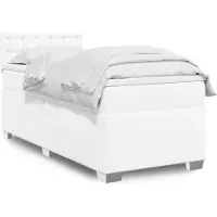 vidaXL Boxspringbett mit Matratze Weiß 100x200 cm Kunstleder