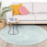 NATURL. Teppich Hochflor Rund - Lofty Hellblau Türkis Ø 150 cm