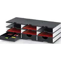 Styro Sortierstation Set styrodoc Trio, 3 Schubladen & 9 Fächer, weiß-schwarz/schwarz