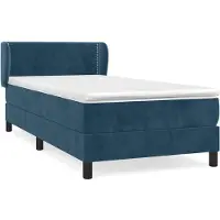 vidaXL Boxspringbett mit Matratze Dunkelblau 100x200 cm Samt
