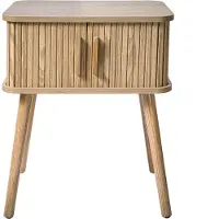 CALICOSY NACHTTISCH mit Eichenmuster 2 Schiebetüren H59 cm - Ernest