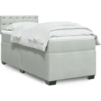 vidaXL Boxspringbett mit Matratze Hellgrau 100x200 cm Samt