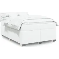 vidaXL Boxspringbett mit Matratze Weiß 140x200 cm Kunstleder