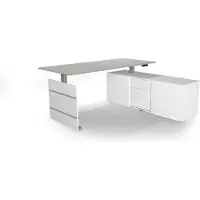 Kerkmann Komplettarbeitsplatz Move 3 tube Sidebaord rechts 160x50x58cm Schreibtisch 180x80x72-120cm elektr.höhenverstellbar lichtgrau